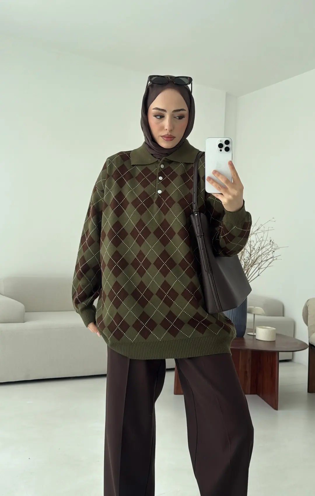 Triangle Desen Kazak Haki - Görsel 9