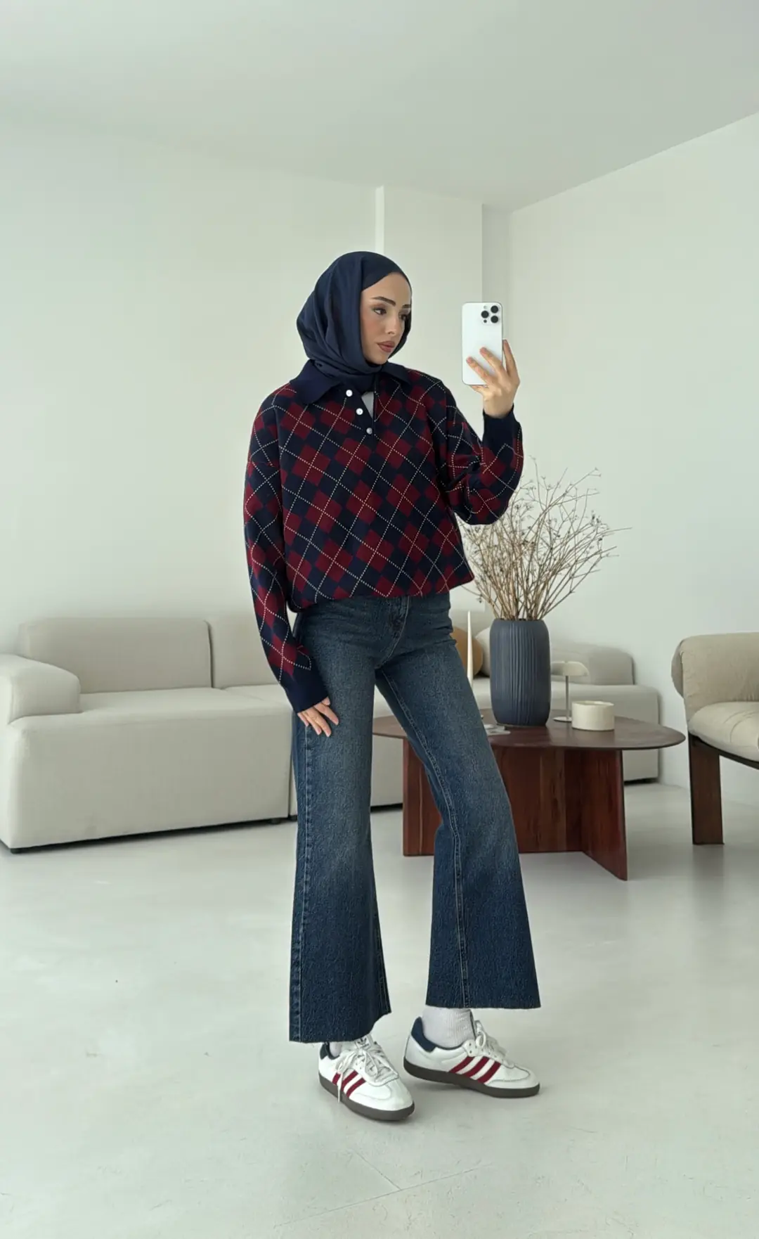 Triangle Desen Kazak Lacivert - Görsel 3