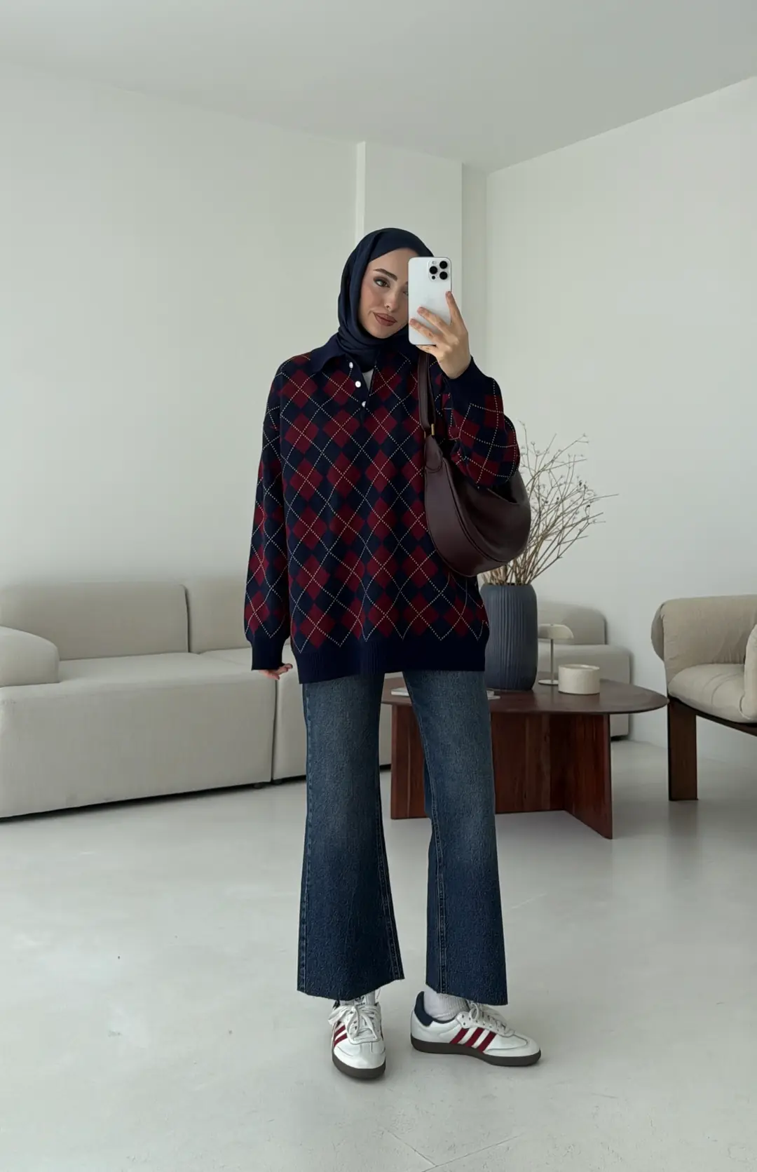 Triangle Desen Kazak Lacivert - Görsel 4