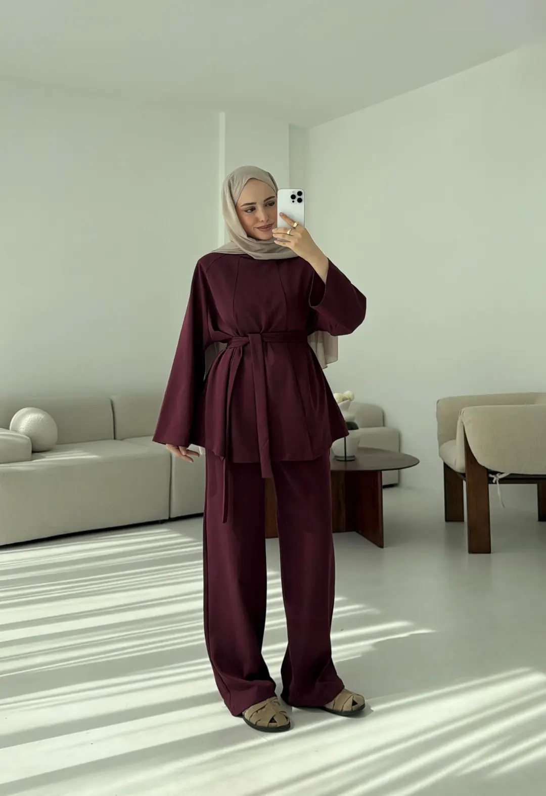 Tuniği Yırtmaçlı Oysho Takım Bordo - Görsel 2