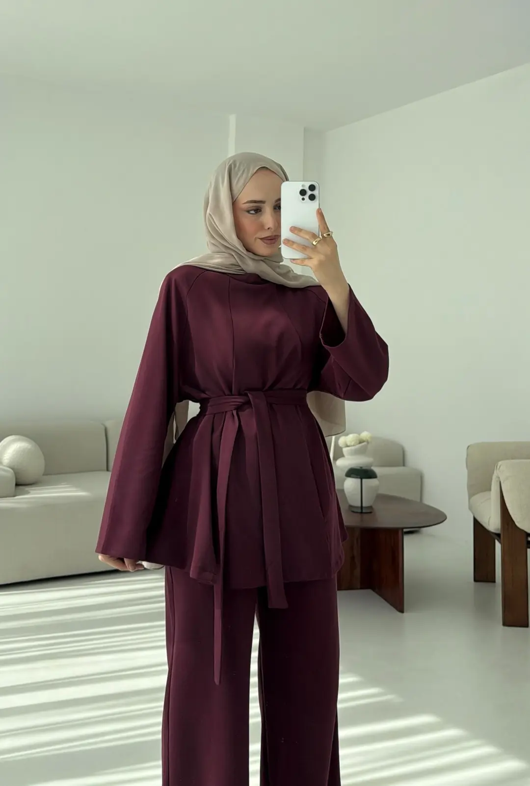 Tuniği Yırtmaçlı Oysho Takım Bordo - Görsel 3