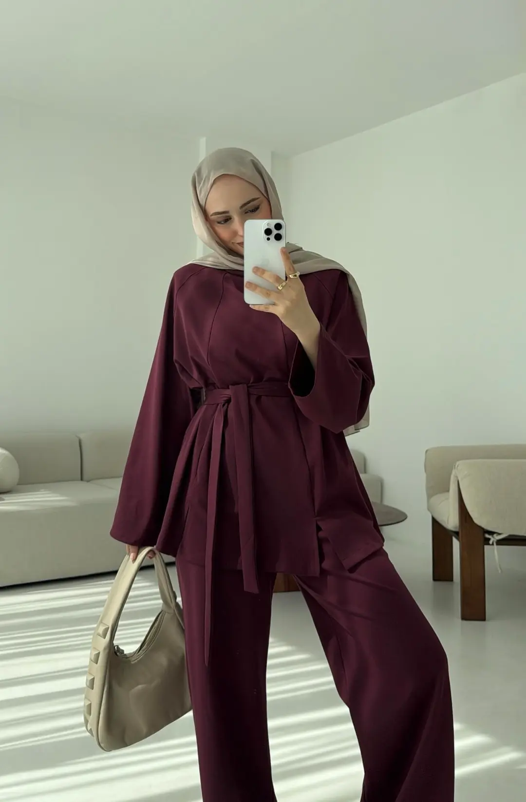 Tuniği Yırtmaçlı Oysho Takım Bordo - Görsel 4