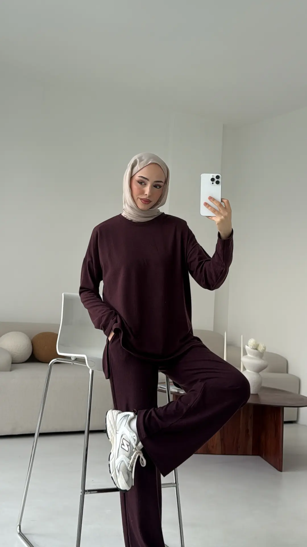 Tunikli Viscon Takım Bordo - Görsel 4