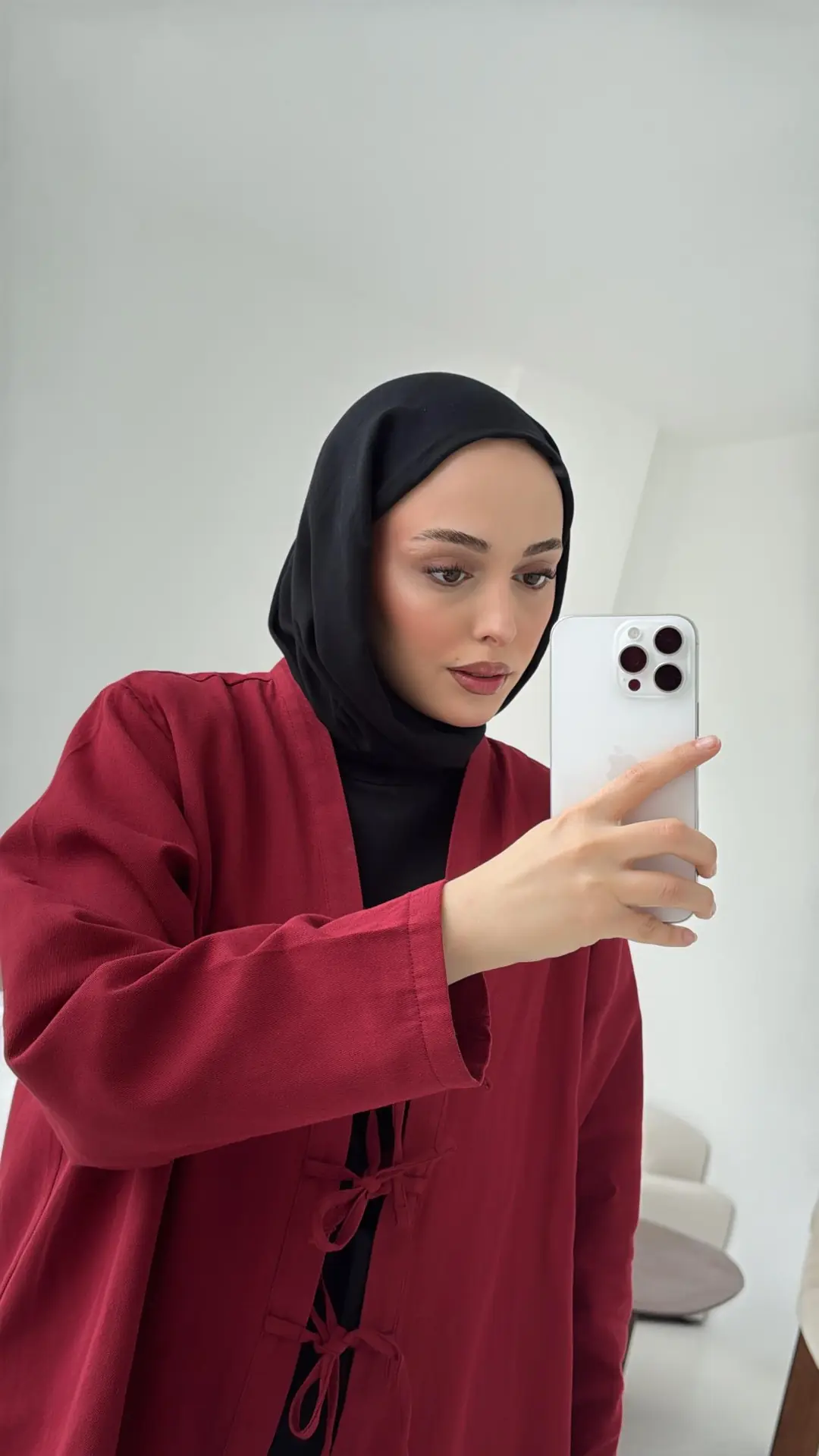 Üç Bağlamalı Kimono Bordo - Görsel 5