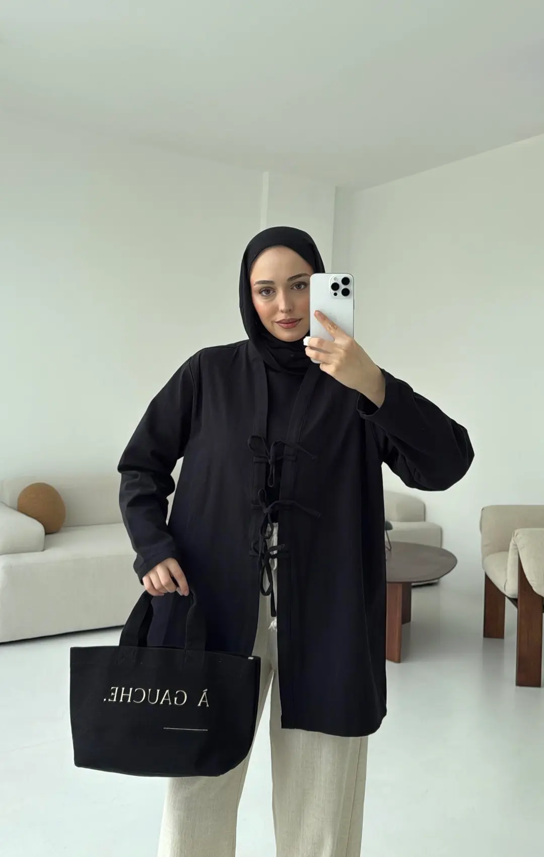 Üç Bağlamalı Kimono Siyah - Görsel 3