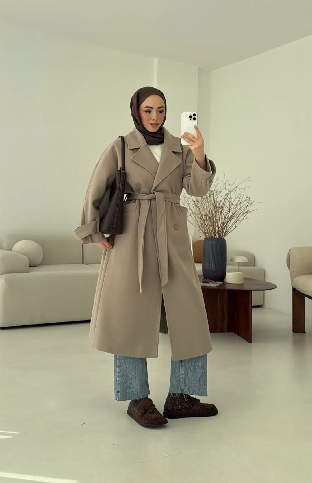 Uzun Kemerli Bej Kaban