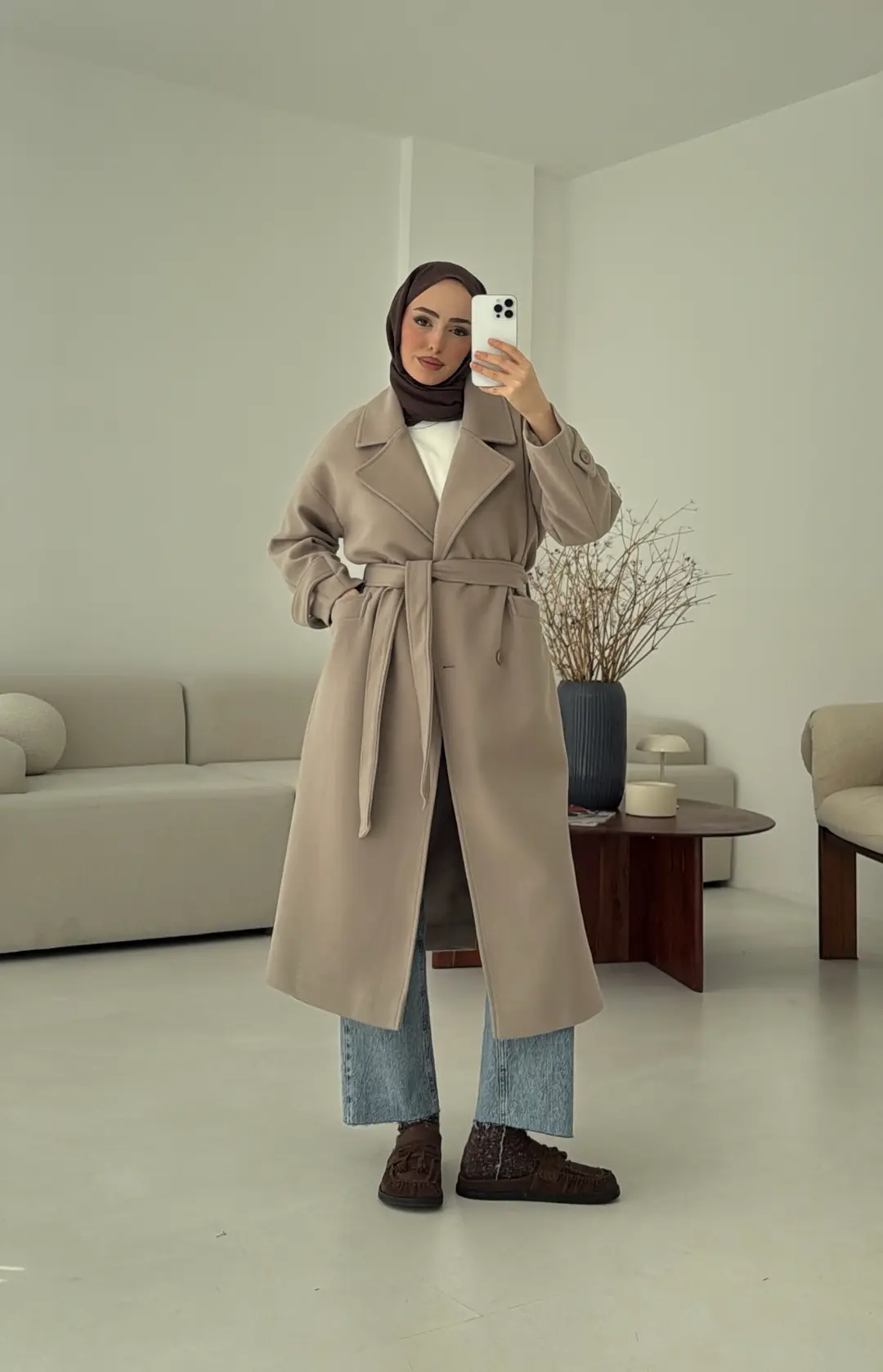 Uzun Kemerli Bej Kaban - Görsel 5