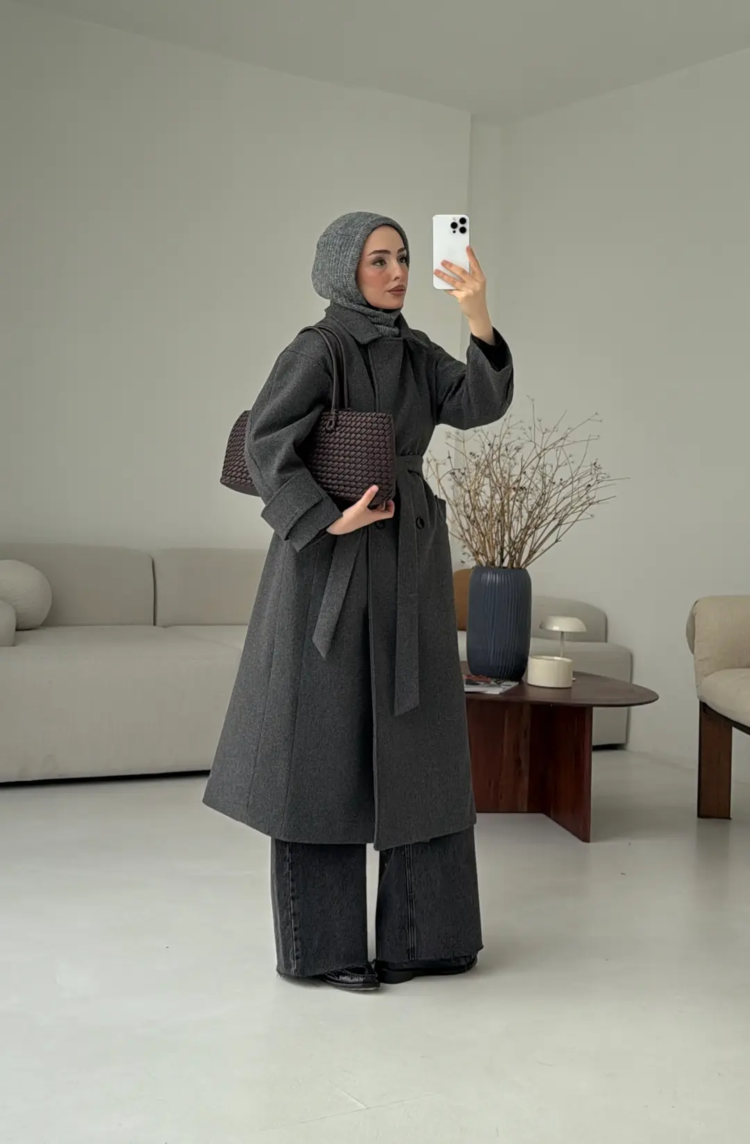 Uzun Kemerli Antrasit Kaban - Görsel 2