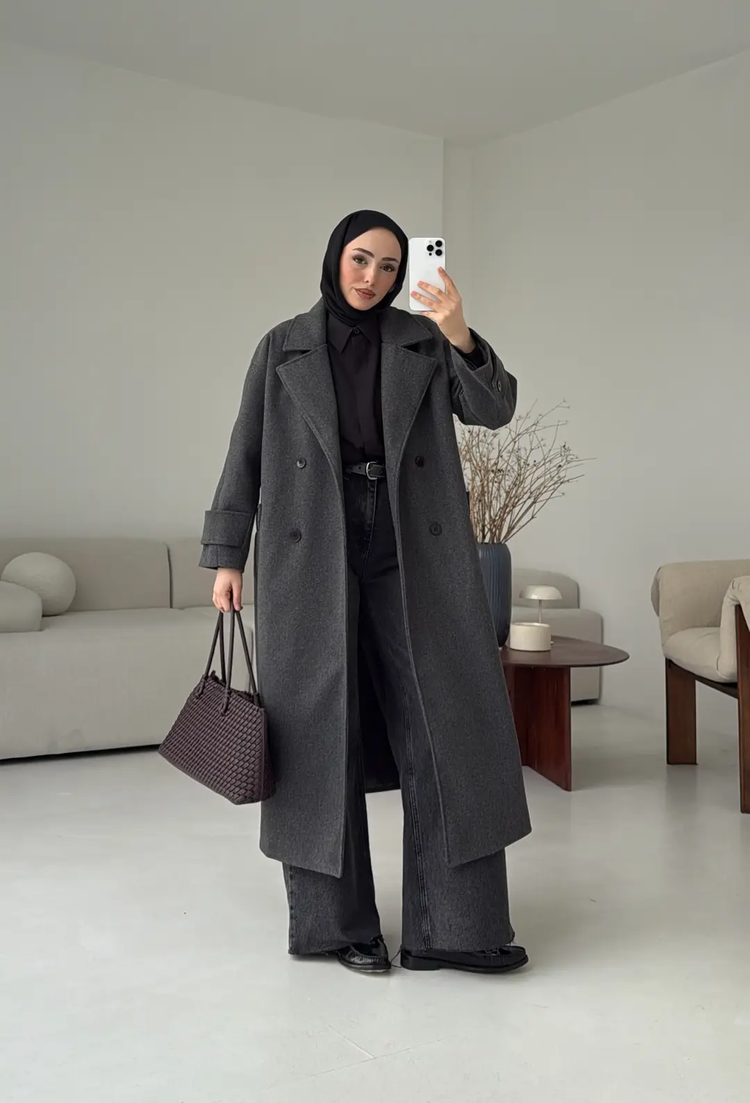 Uzun Kemerli Antrasit Kaban - Görsel 5