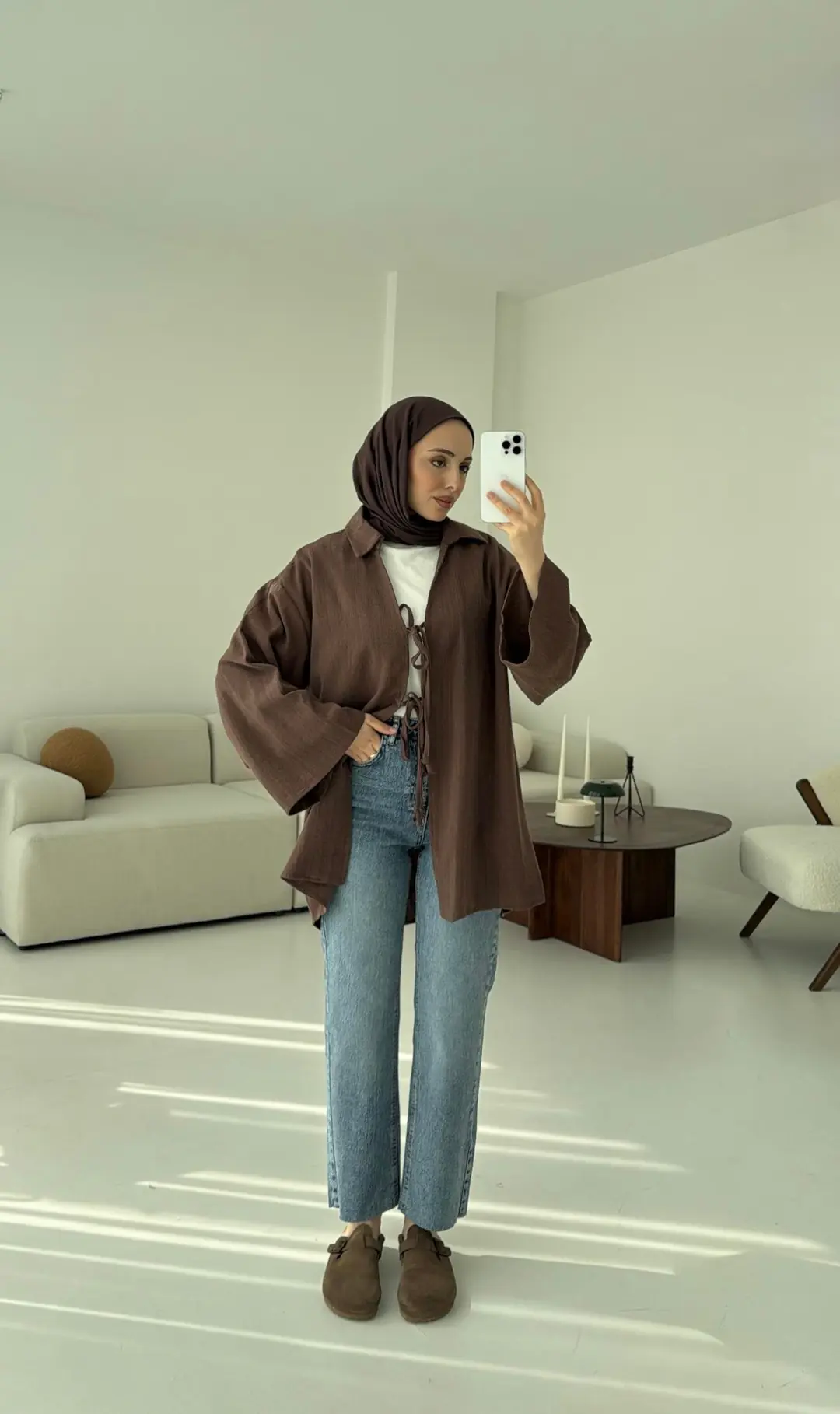 Uzun Kimono Kahve - Görsel 3