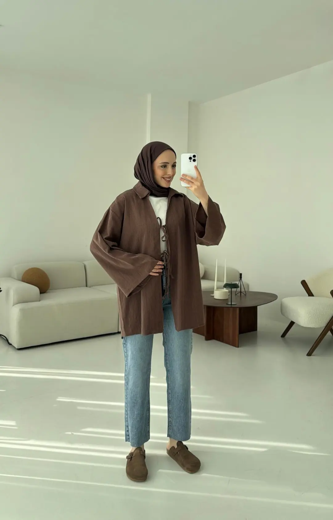 Uzun Kimono Kahve - Görsel 4