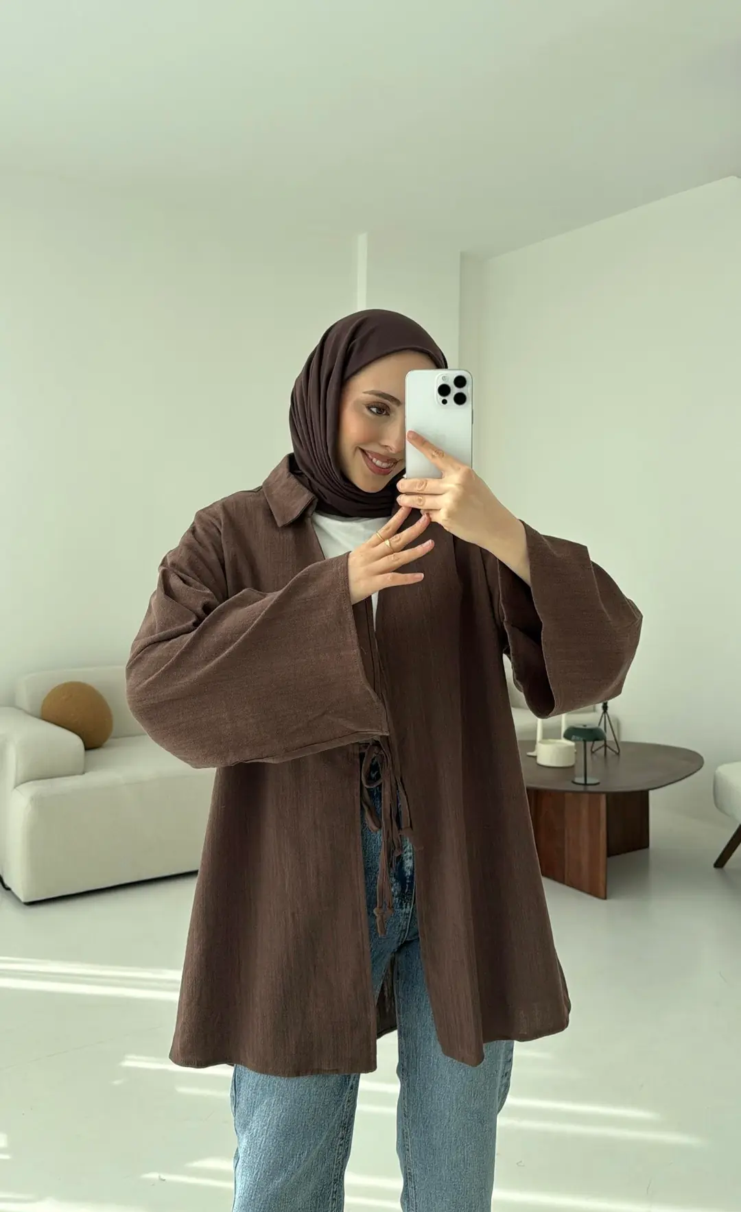 Uzun Kimono Kahve - Görsel 7