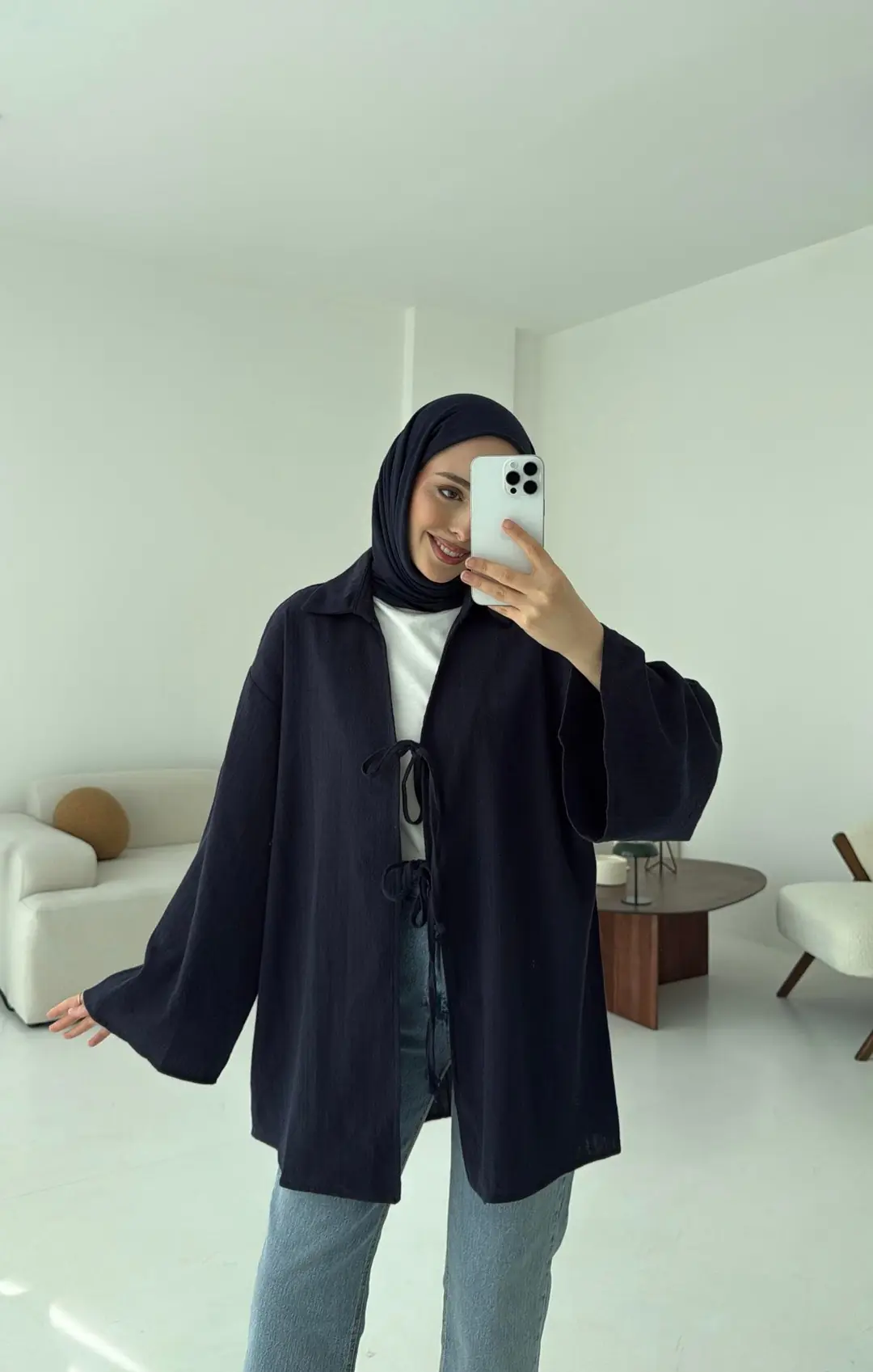 Uzun Kimono Lacivert