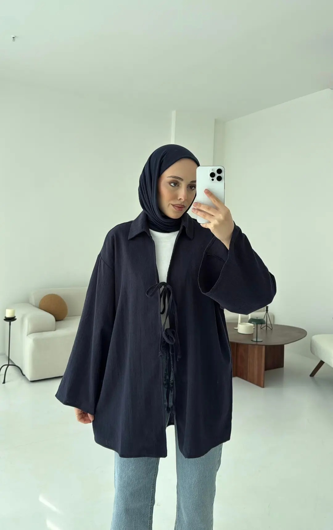 Uzun Kimono Lacivert - Görsel 6