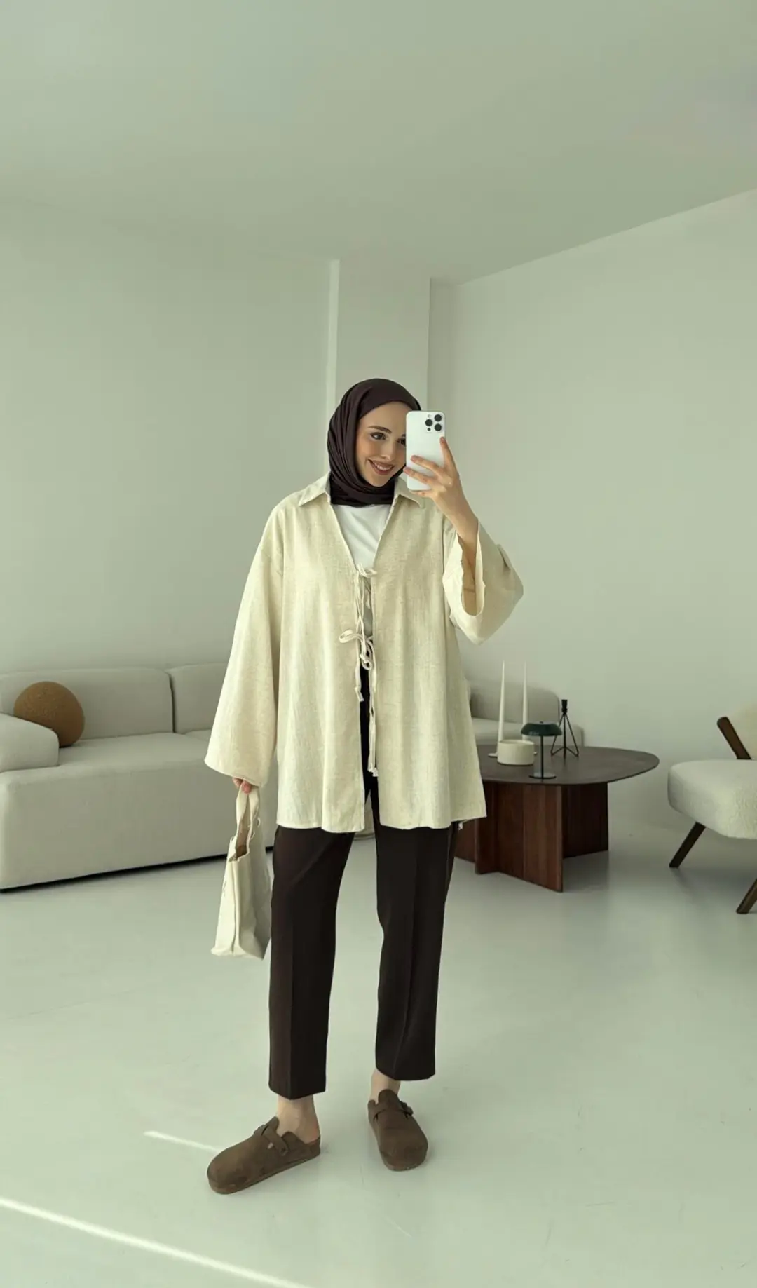 Uzun Kimono Natural - Görsel 5