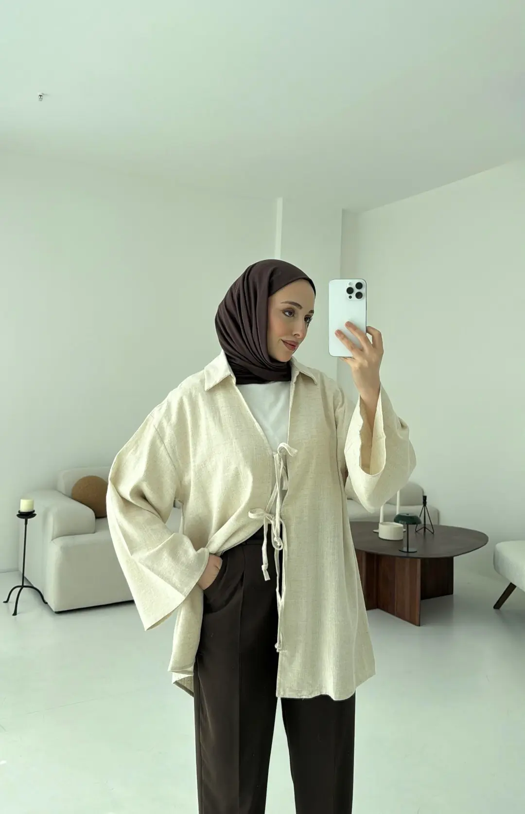 Uzun Kimono Natural - Görsel 6