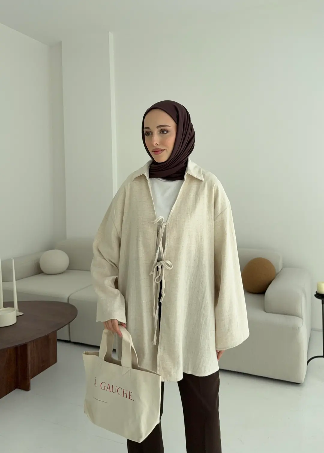 Uzun Kimono Natural - Görsel 8