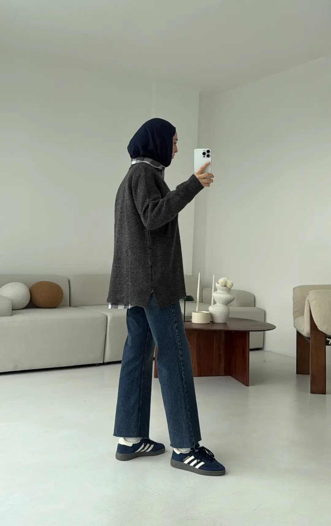 V yaka Kazak Antrasit - Görsel 6