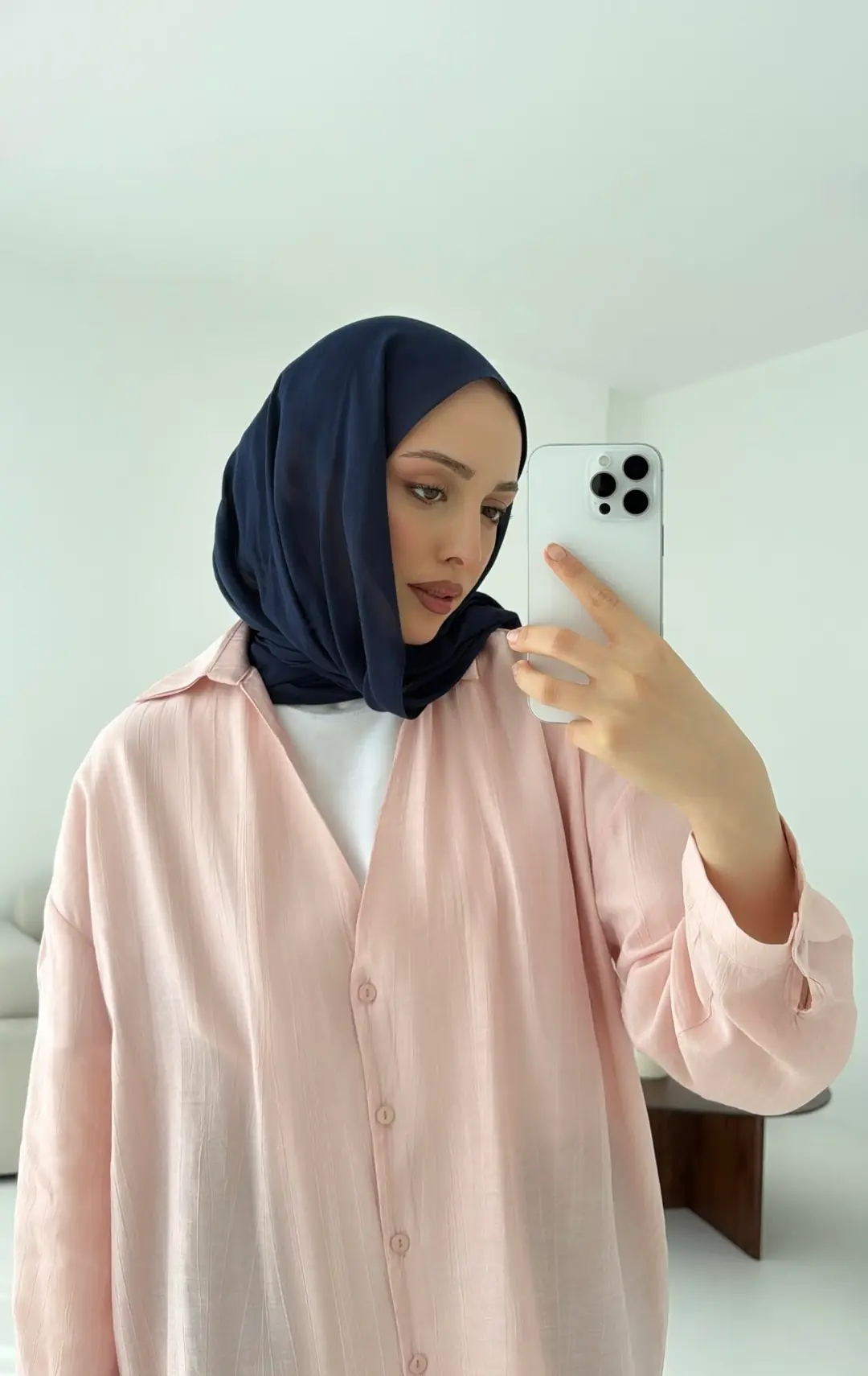 V Yaka Salaş Gömlek Pembe - Görsel 2