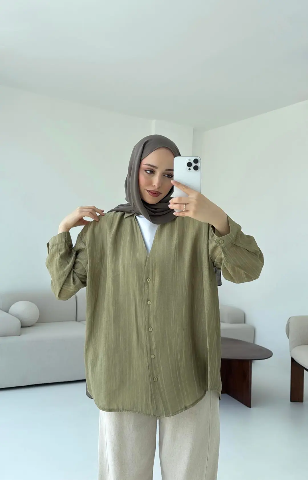 V Yaka Salaş Gömlek Yeşil