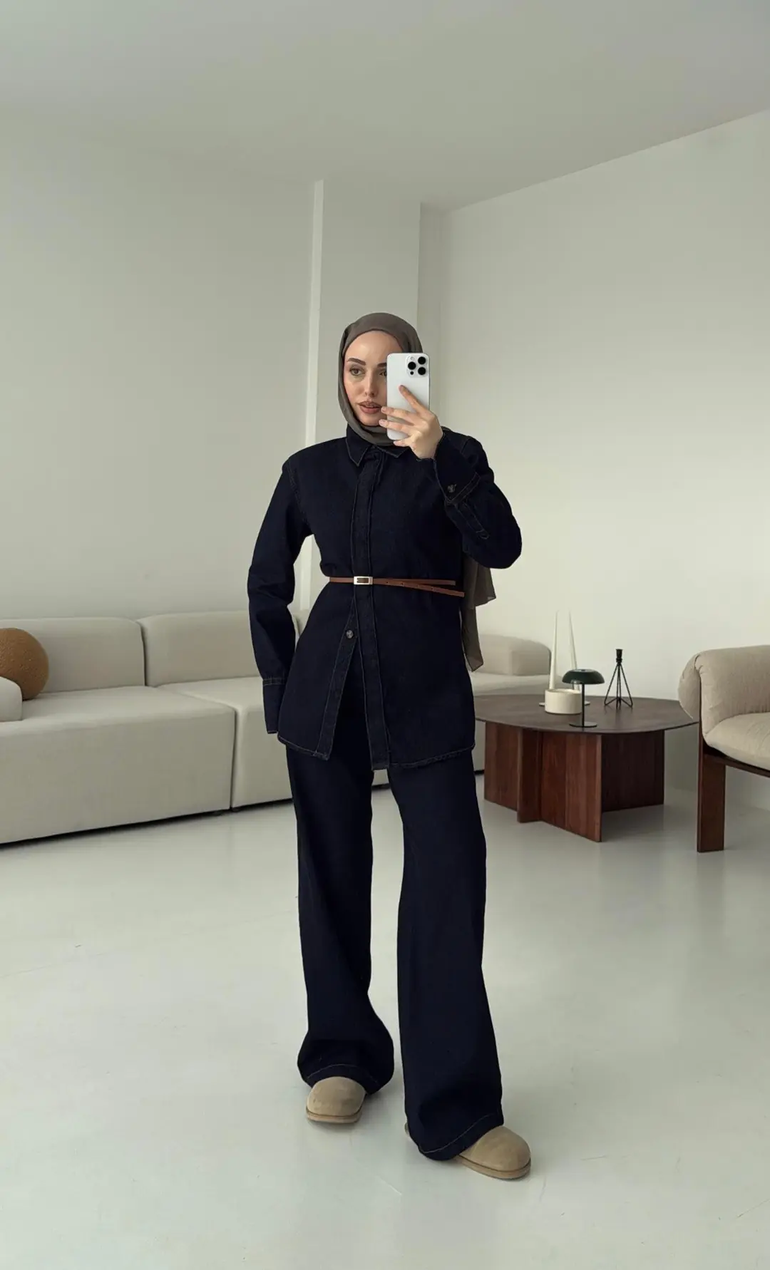 Vatkalı Belden Oturtmalı Kot Takım