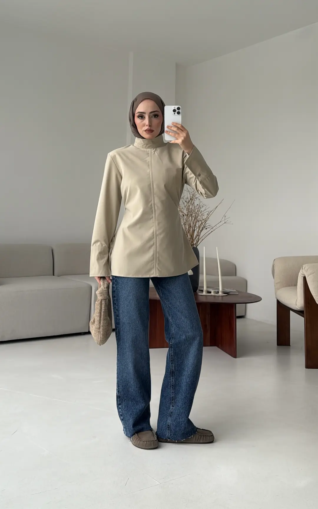 Vatkalı Bluz Bej - Görsel 4