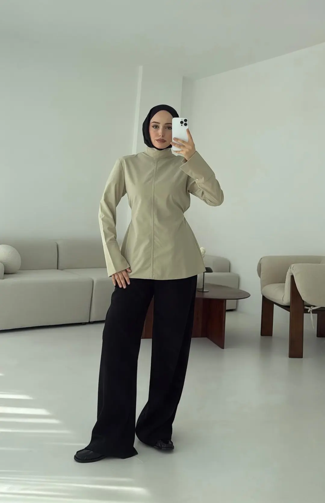 Vatkalı Bluz Bej - Görsel 3