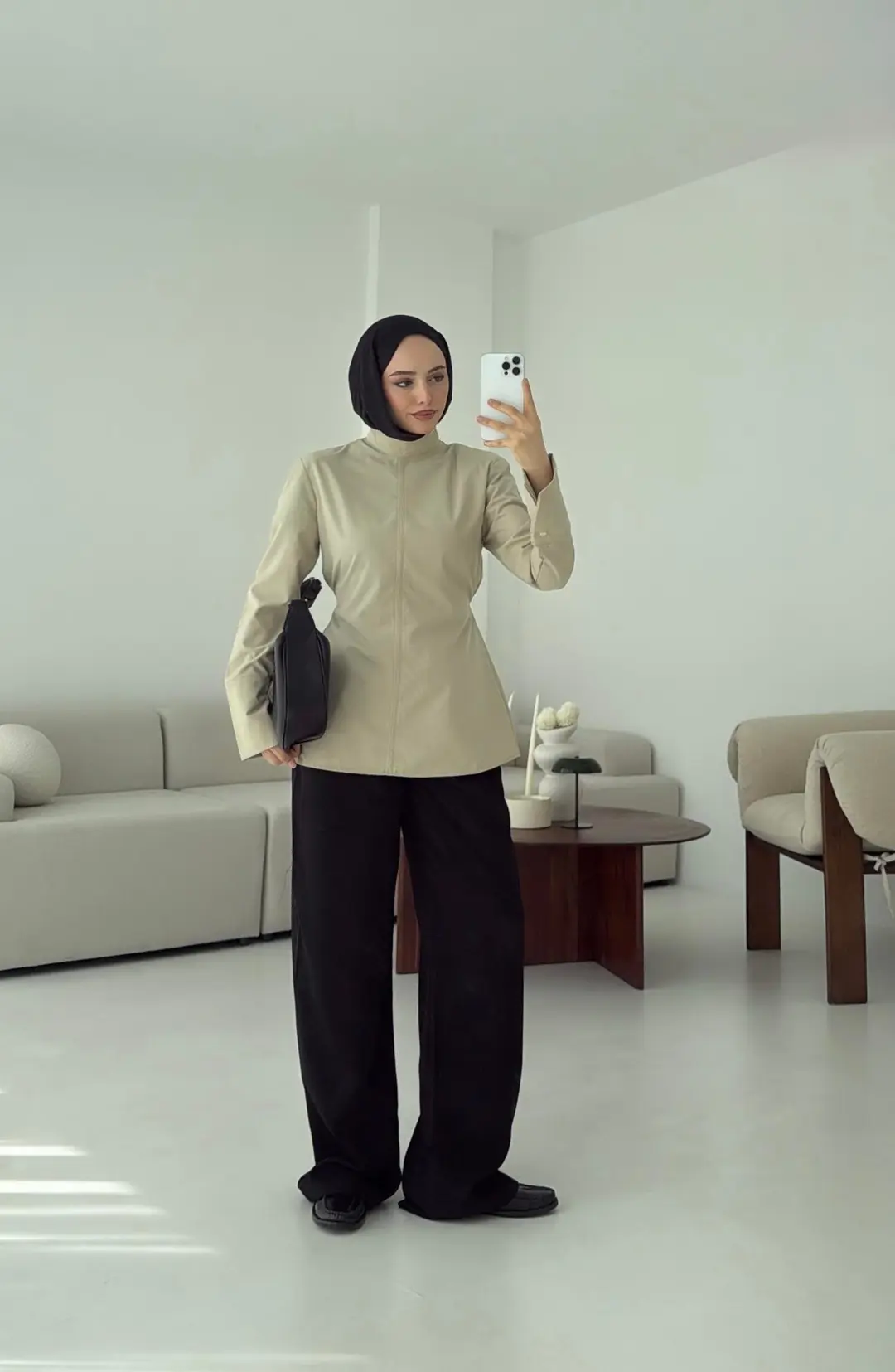 Vatkalı Bluz Bej - Görsel 7