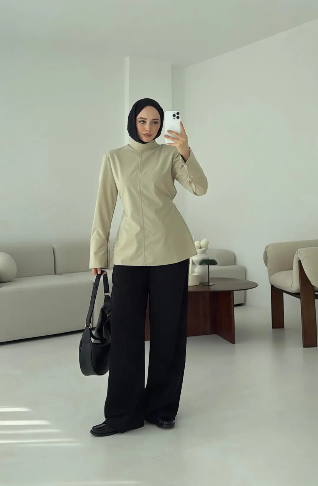 Vatkalı Bluz Bej - Görsel 9