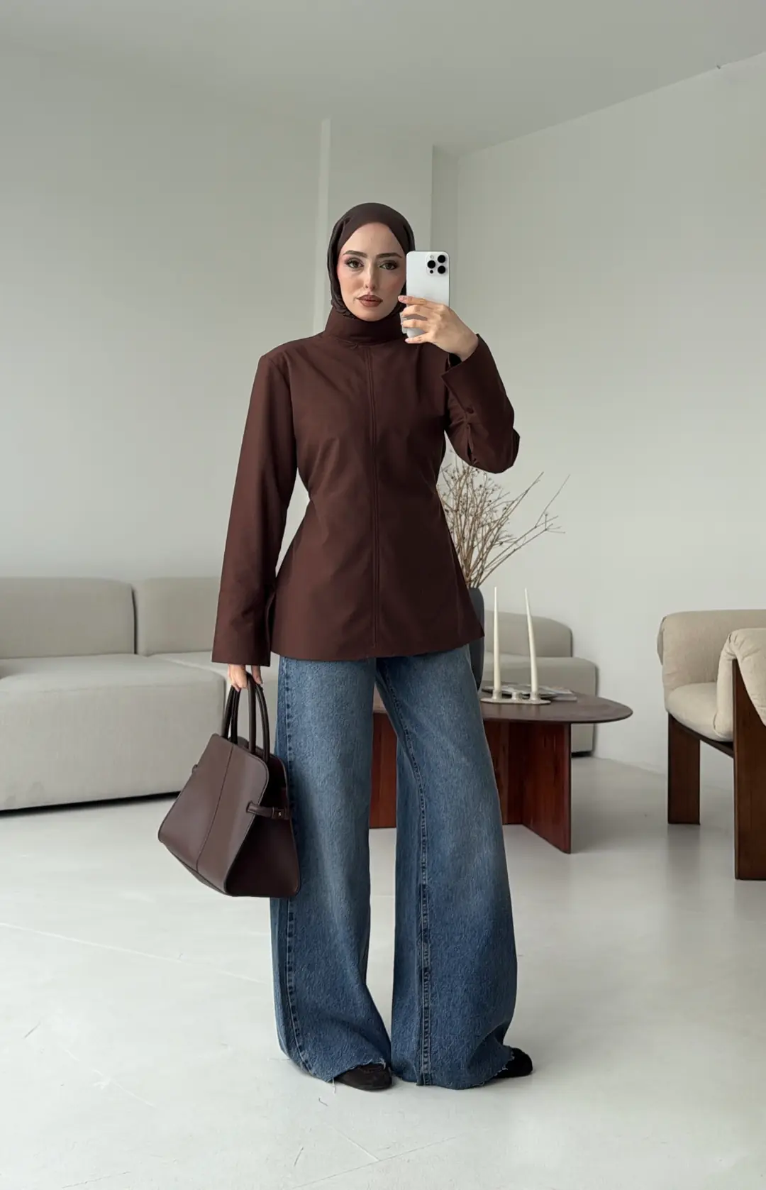 Vatkalı Bluz Kahve - Görsel 2