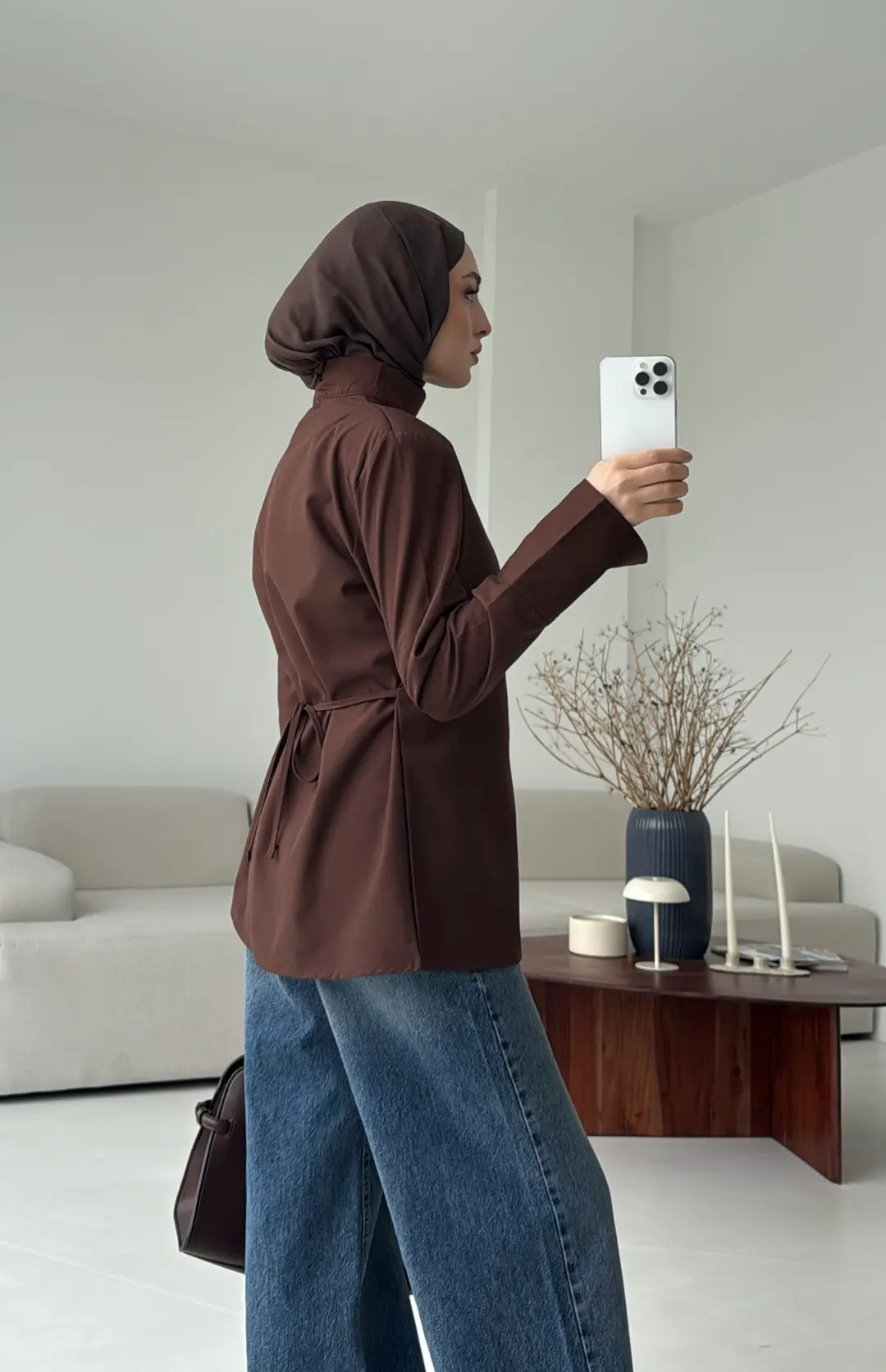 Vatkalı Bluz Kahve - Görsel 3