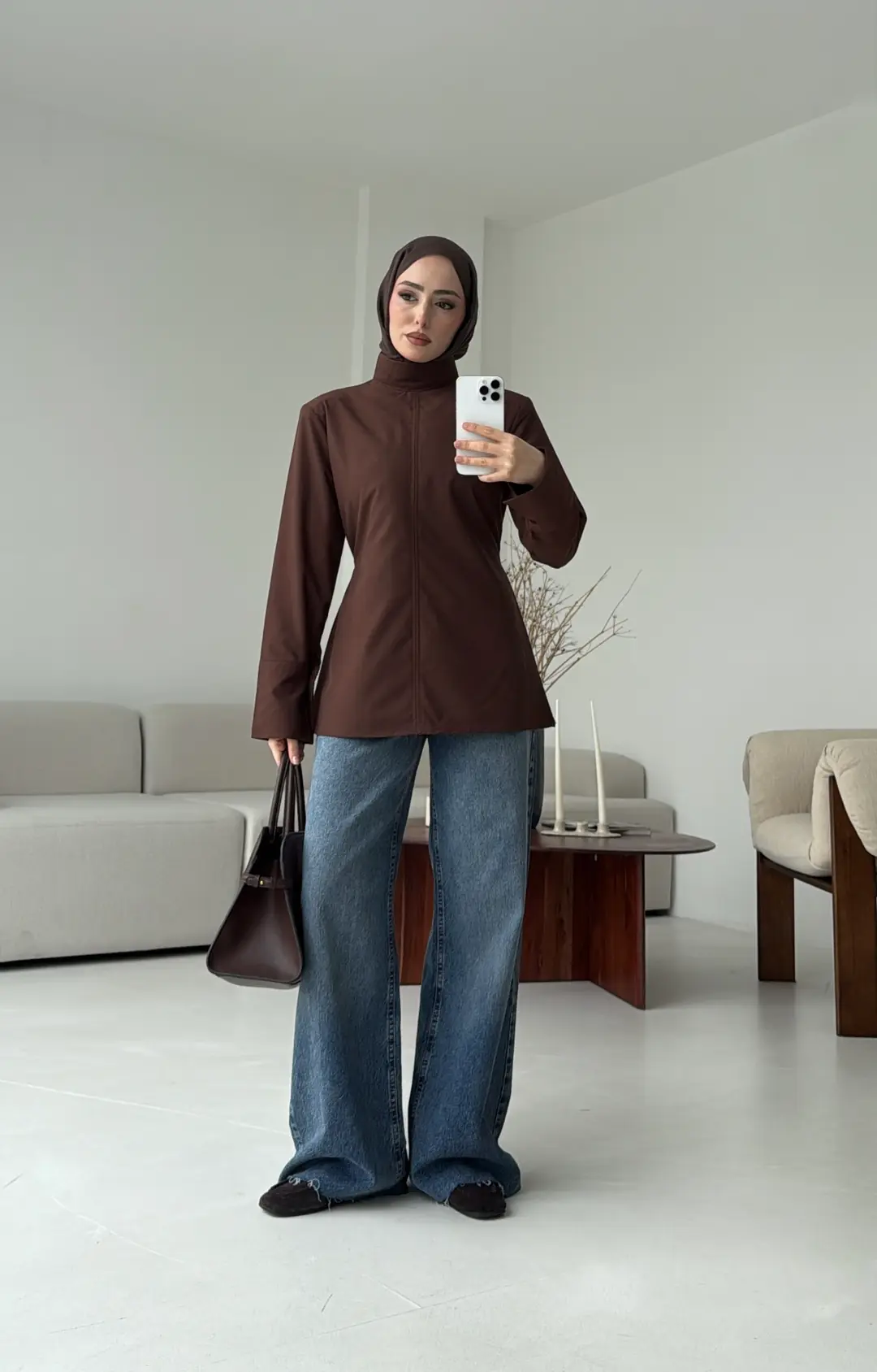 Vatkalı Bluz Kahve - Görsel 6