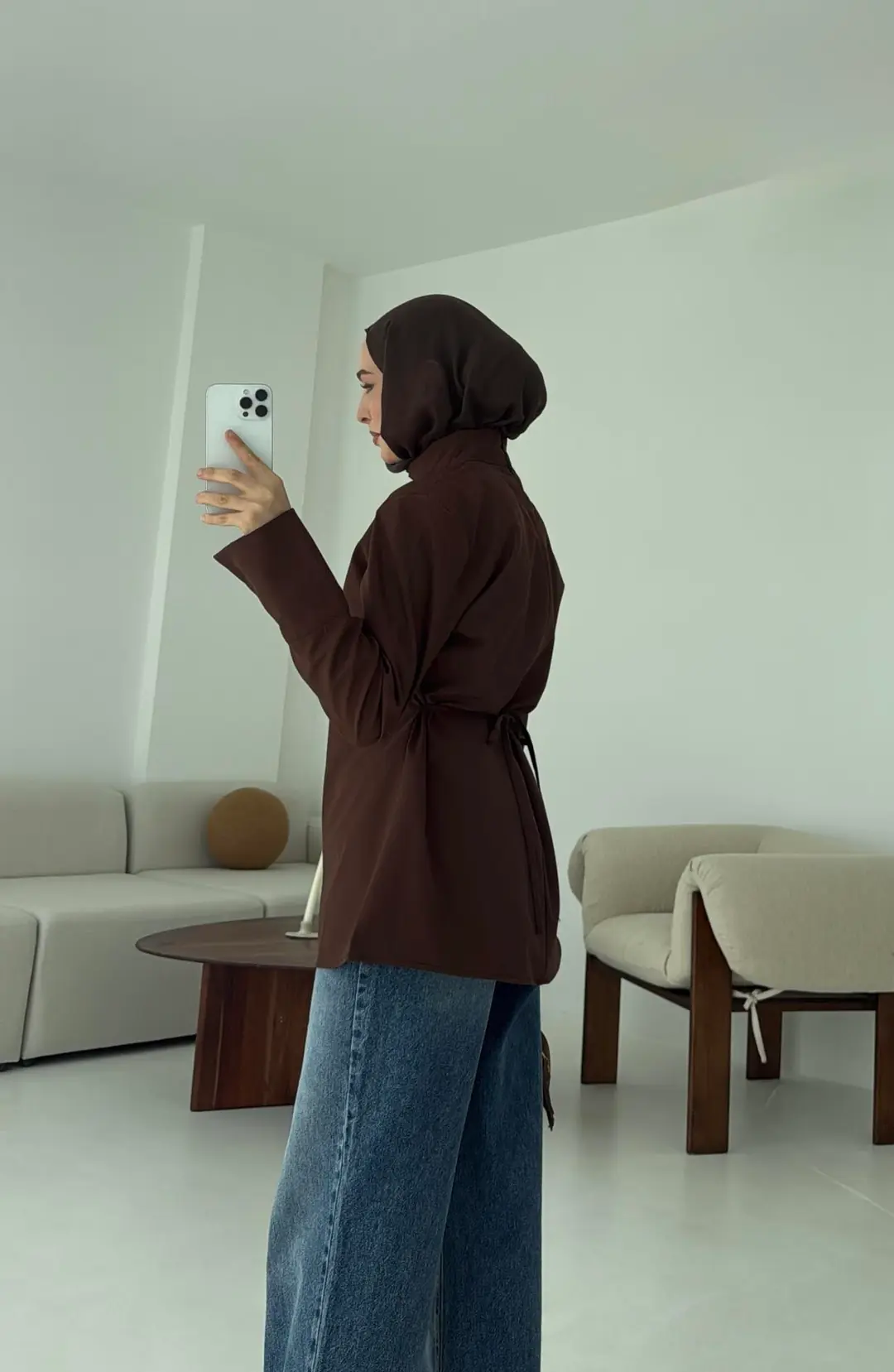 Vatkalı Bluz Kahve - Görsel 8