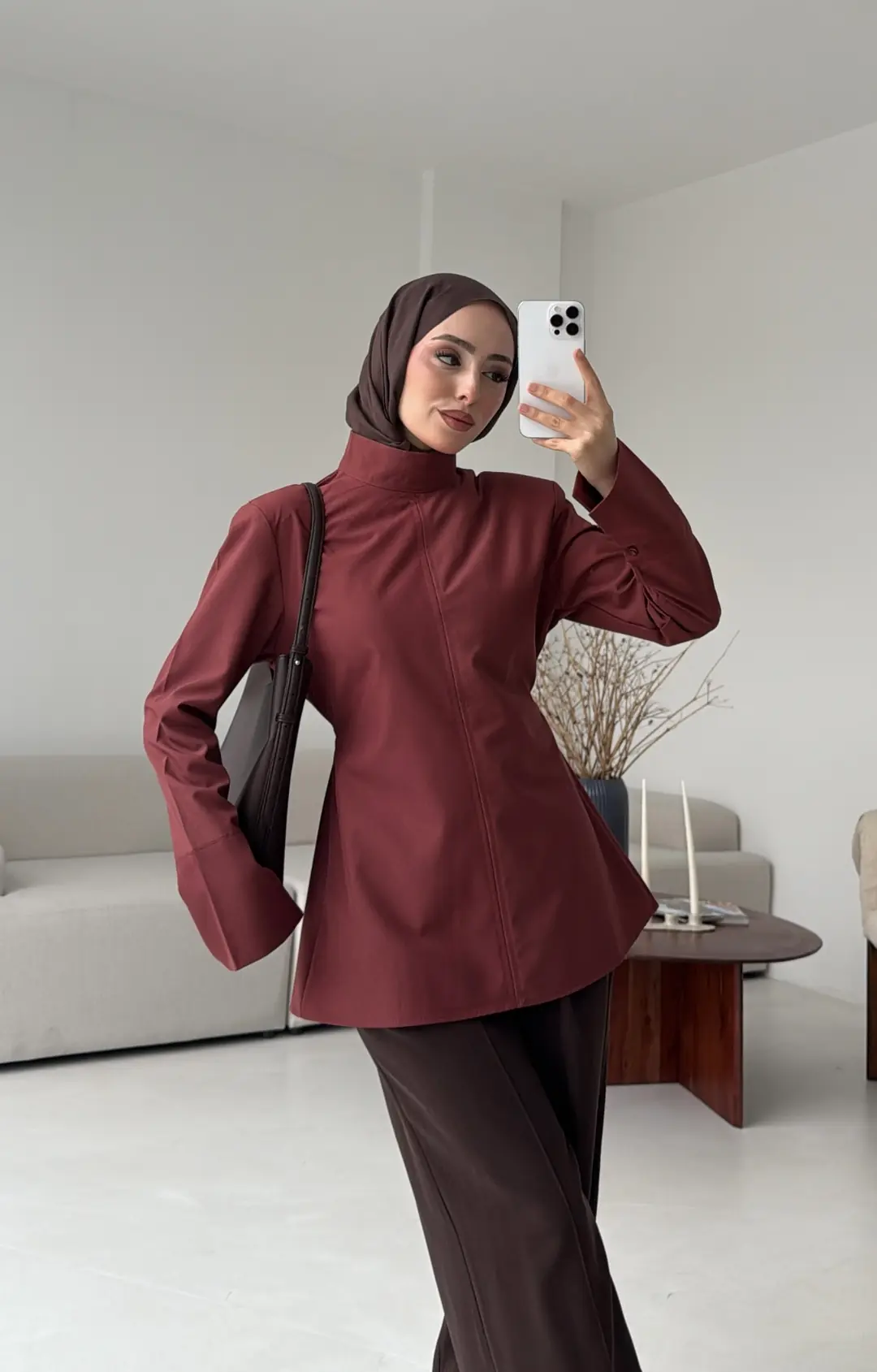 Vatkalı Bluz Kiremit - Görsel 6