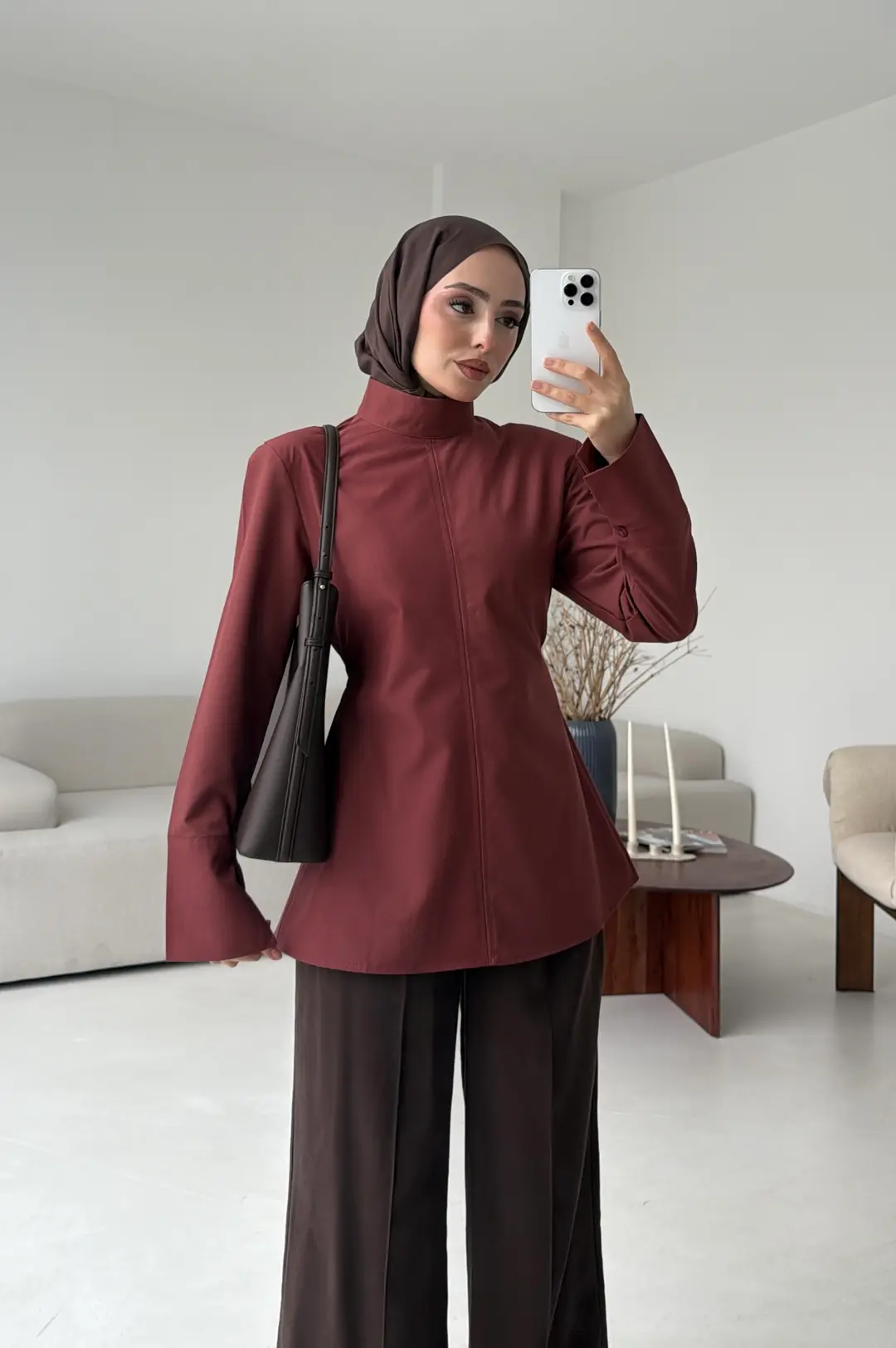 Vatkalı Bluz Kiremit - Görsel 9