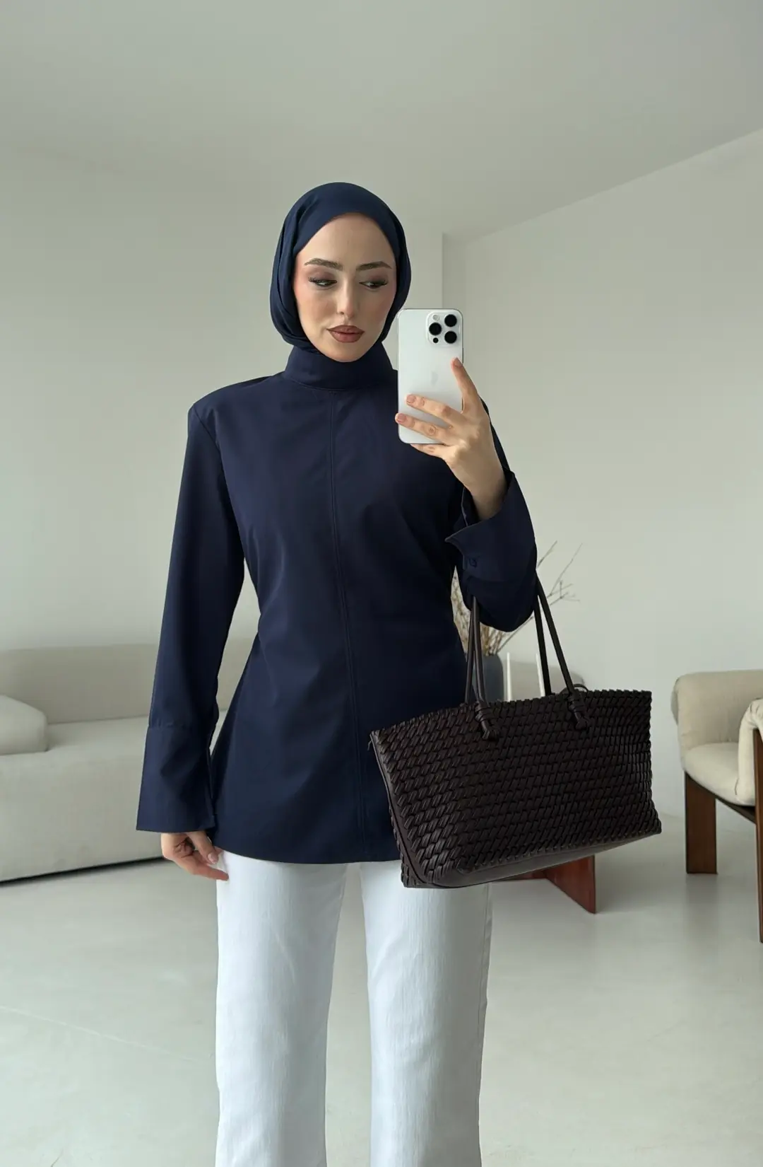 Vatkalı Bluz Lacivert