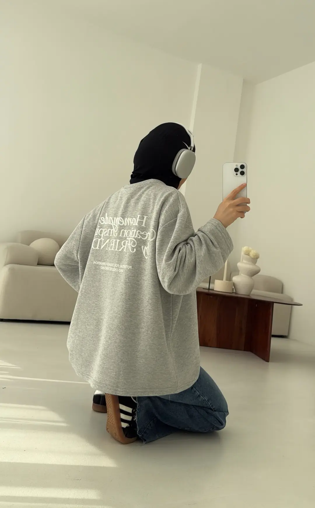 Version Baskılı Sweatshirt Gri - Görsel 3
