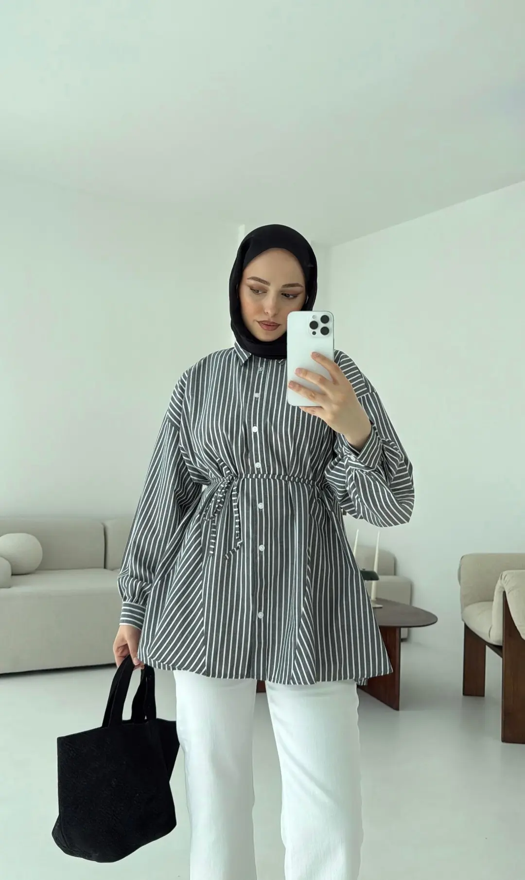 Volanlı Çizgili Gömlek - Görsel 2