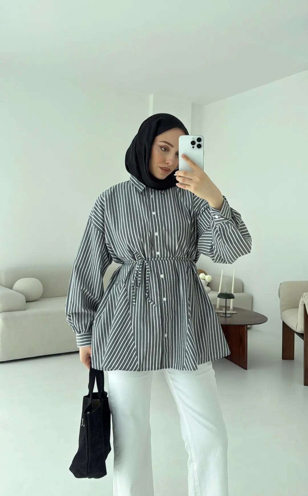 Volanlı Çizgili Gömlek - Görsel 3