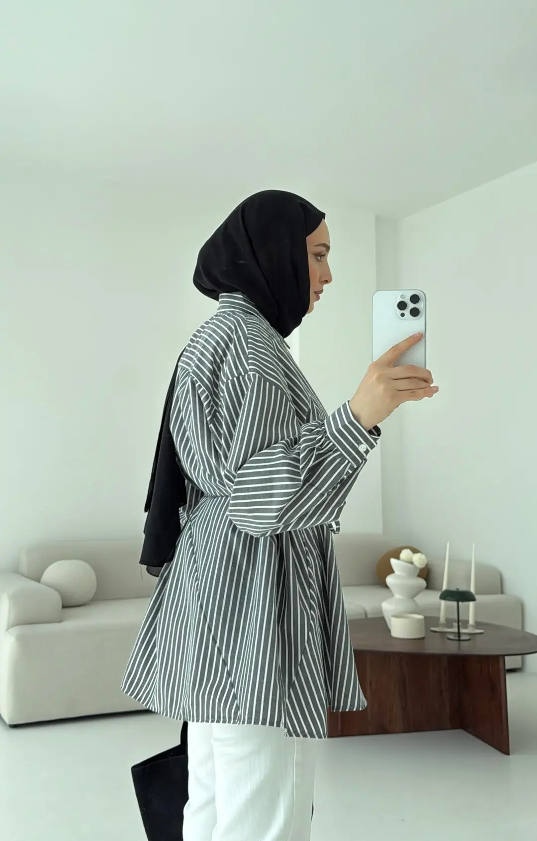 Volanlı Çizgili Gömlek - Görsel 4