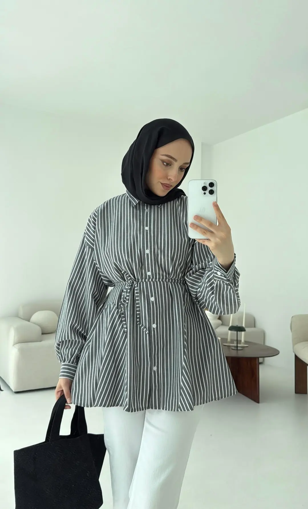 Volanlı Çizgili Gömlek - Görsel 6