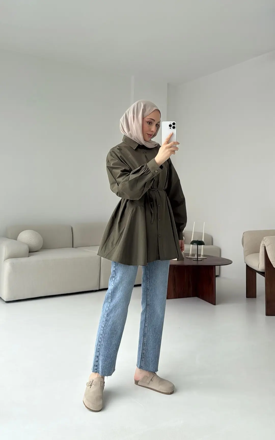 Volanlı Haki Gömlek - Görsel 2