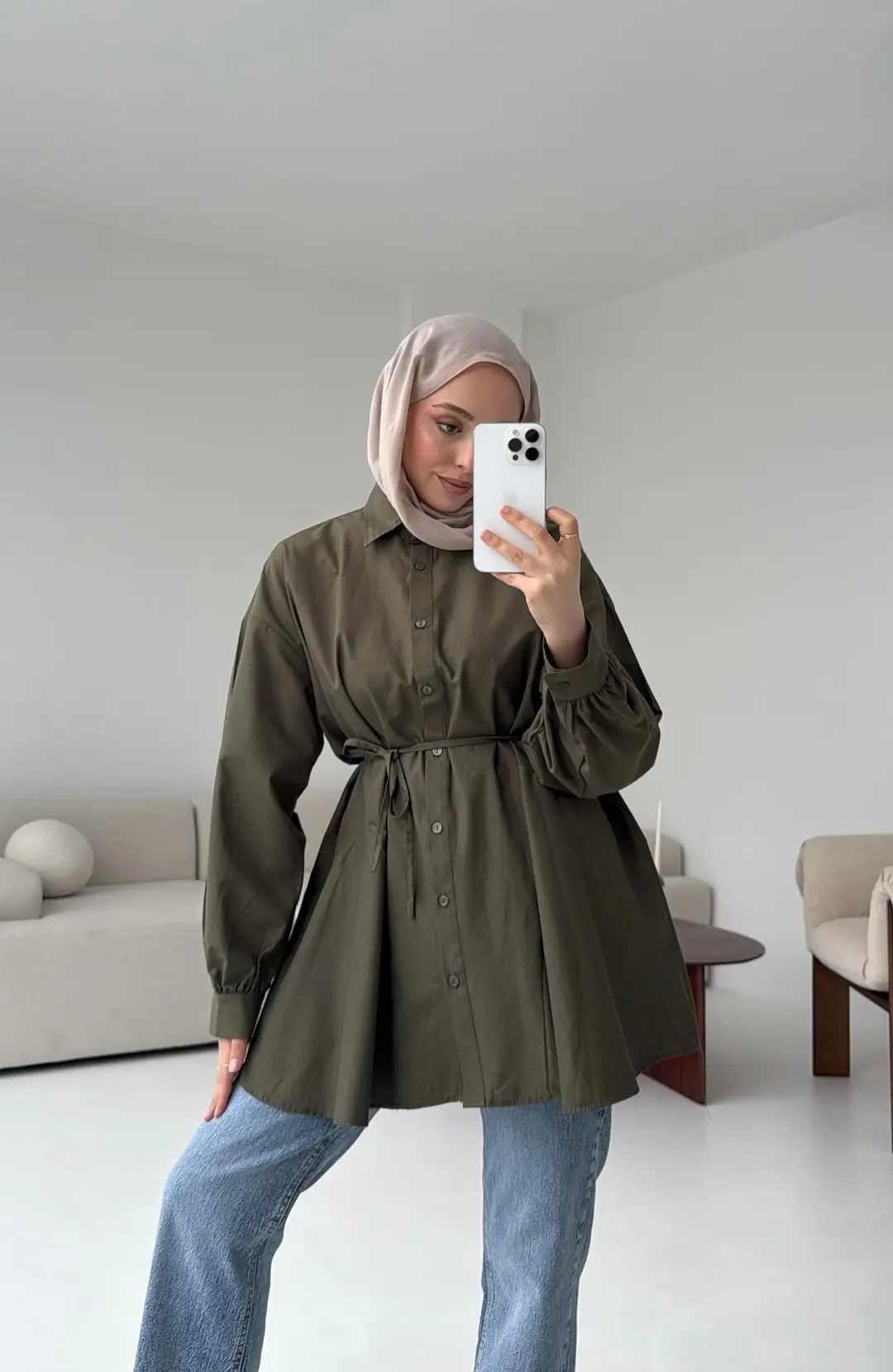 Volanlı Haki Gömlek - Görsel 3