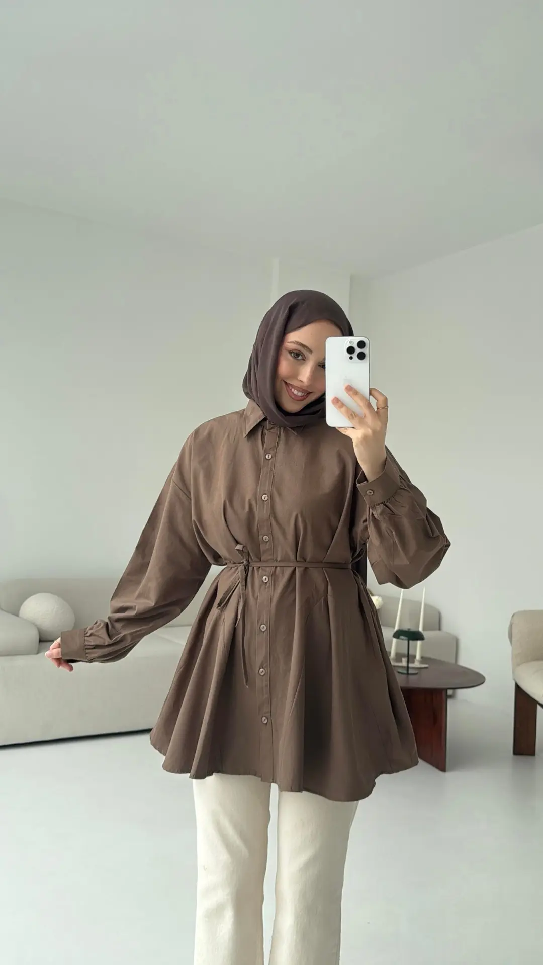 Volanlı Kahve Gömlek - Görsel 6