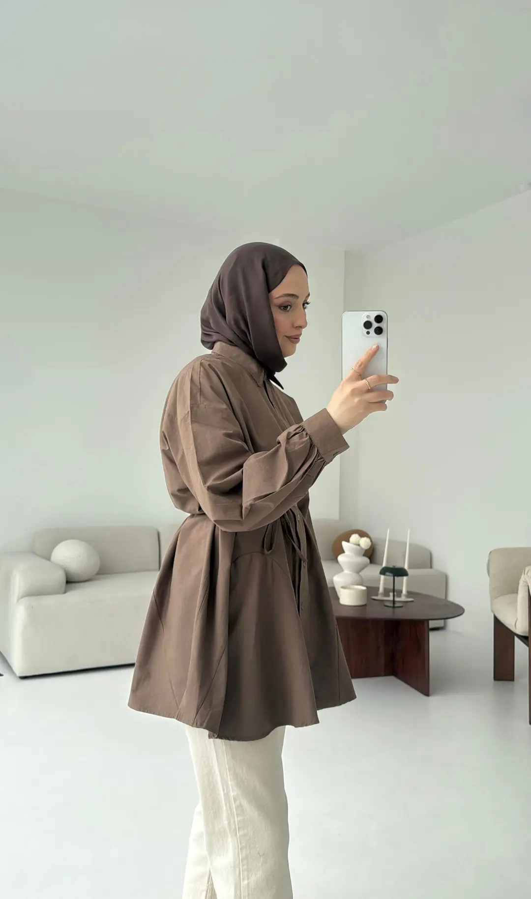 Volanlı Kahve Gömlek - Görsel 8