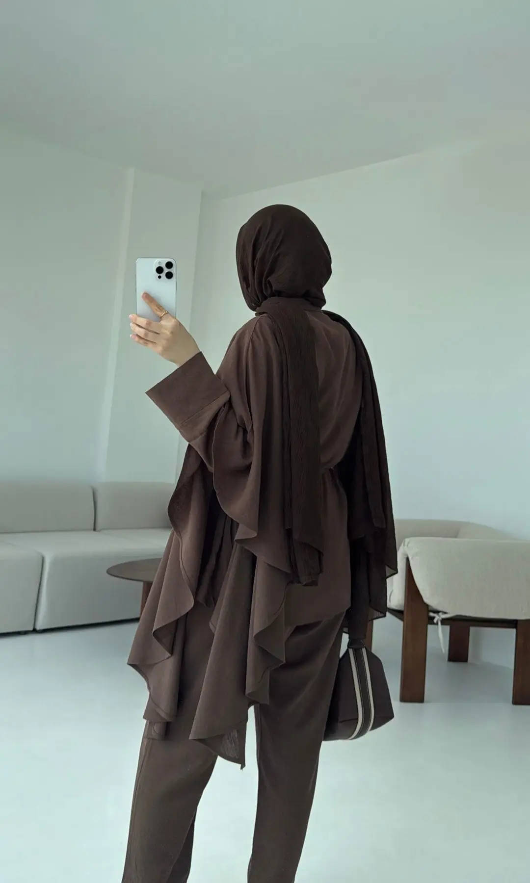 Volanlı Kimono Takım Kahve - Görsel 9