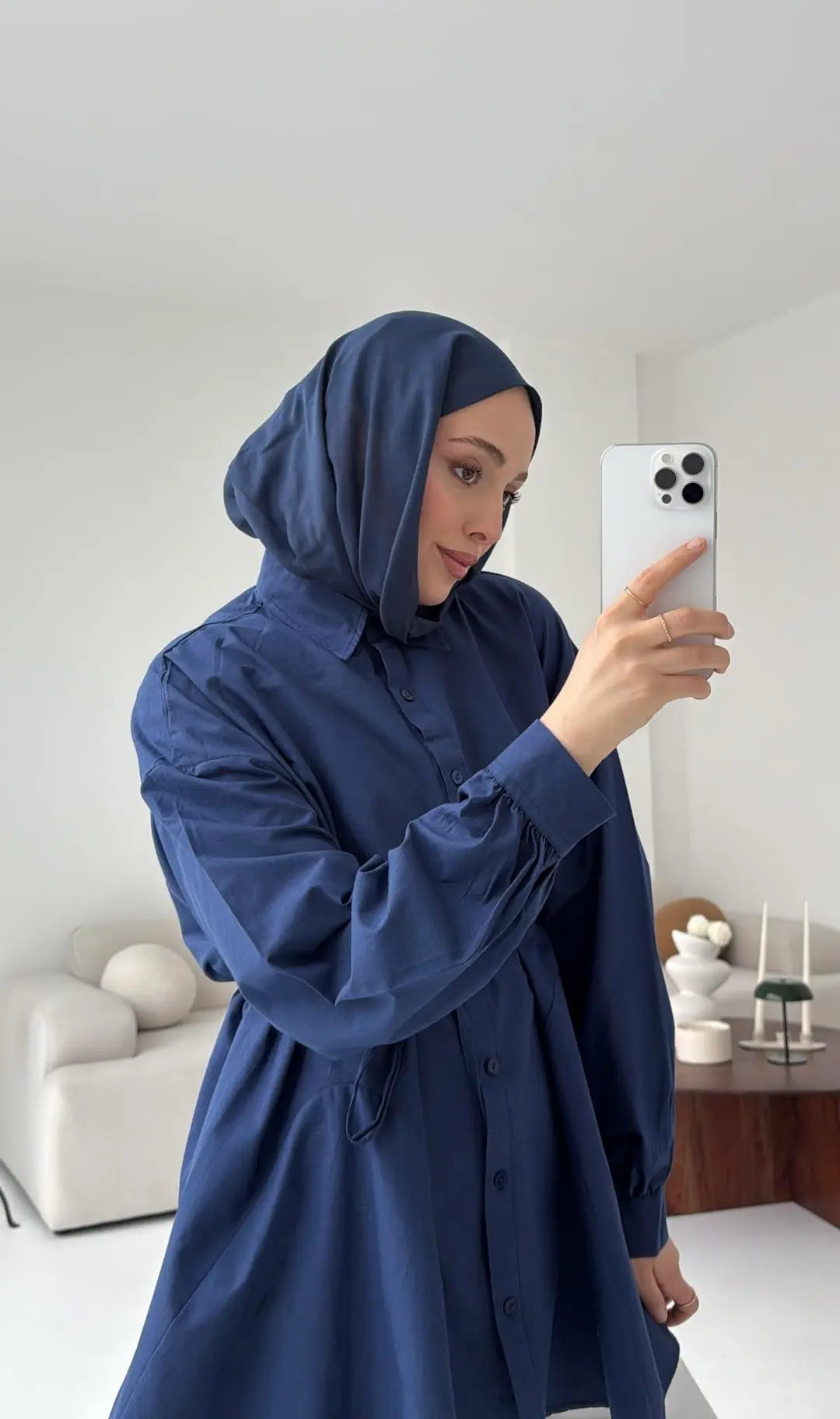 Volanlı Lacivert Gömlek - Görsel 2