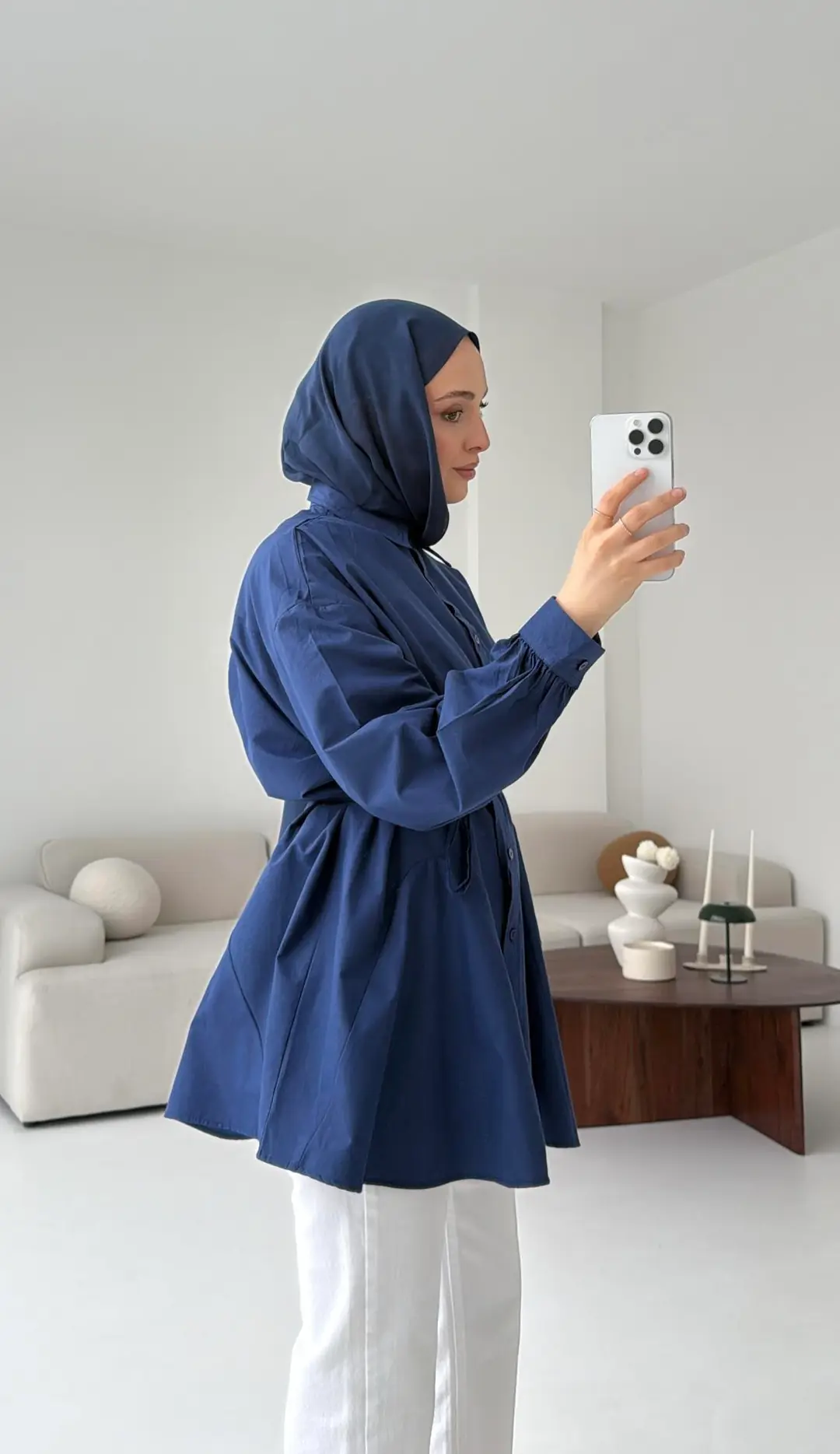 Volanlı Lacivert Gömlek - Görsel 4