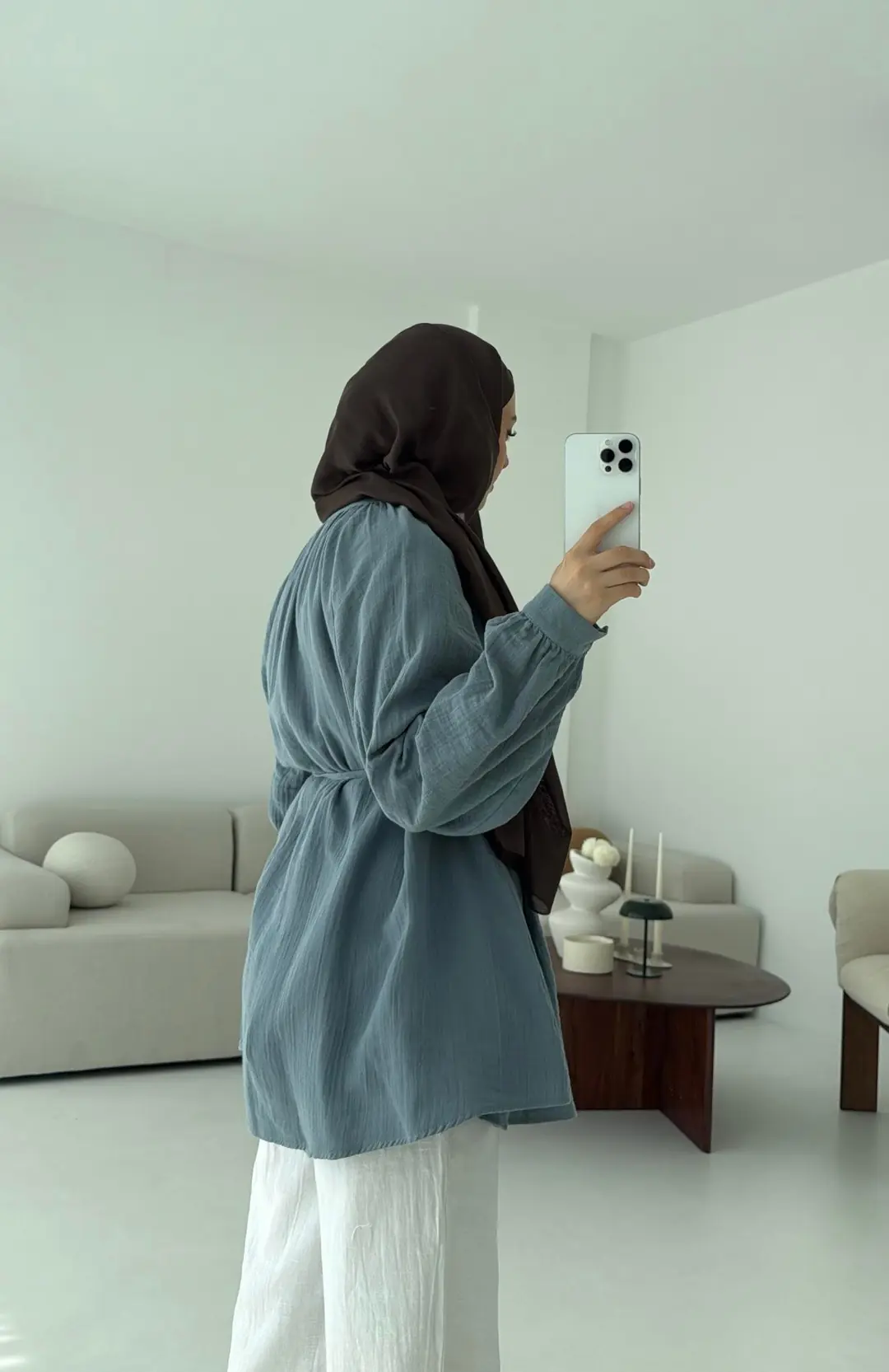 Volanlı Müslin Gömlek Mavi - Görsel 3