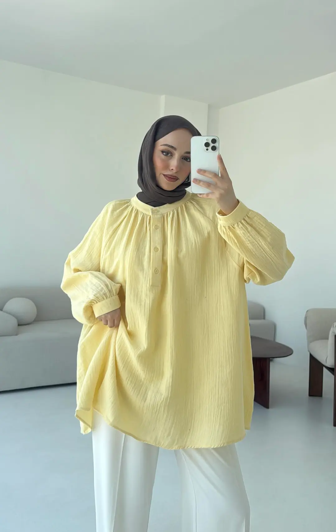 Volanlı Müslin Gömlek Sarı - Görsel 10